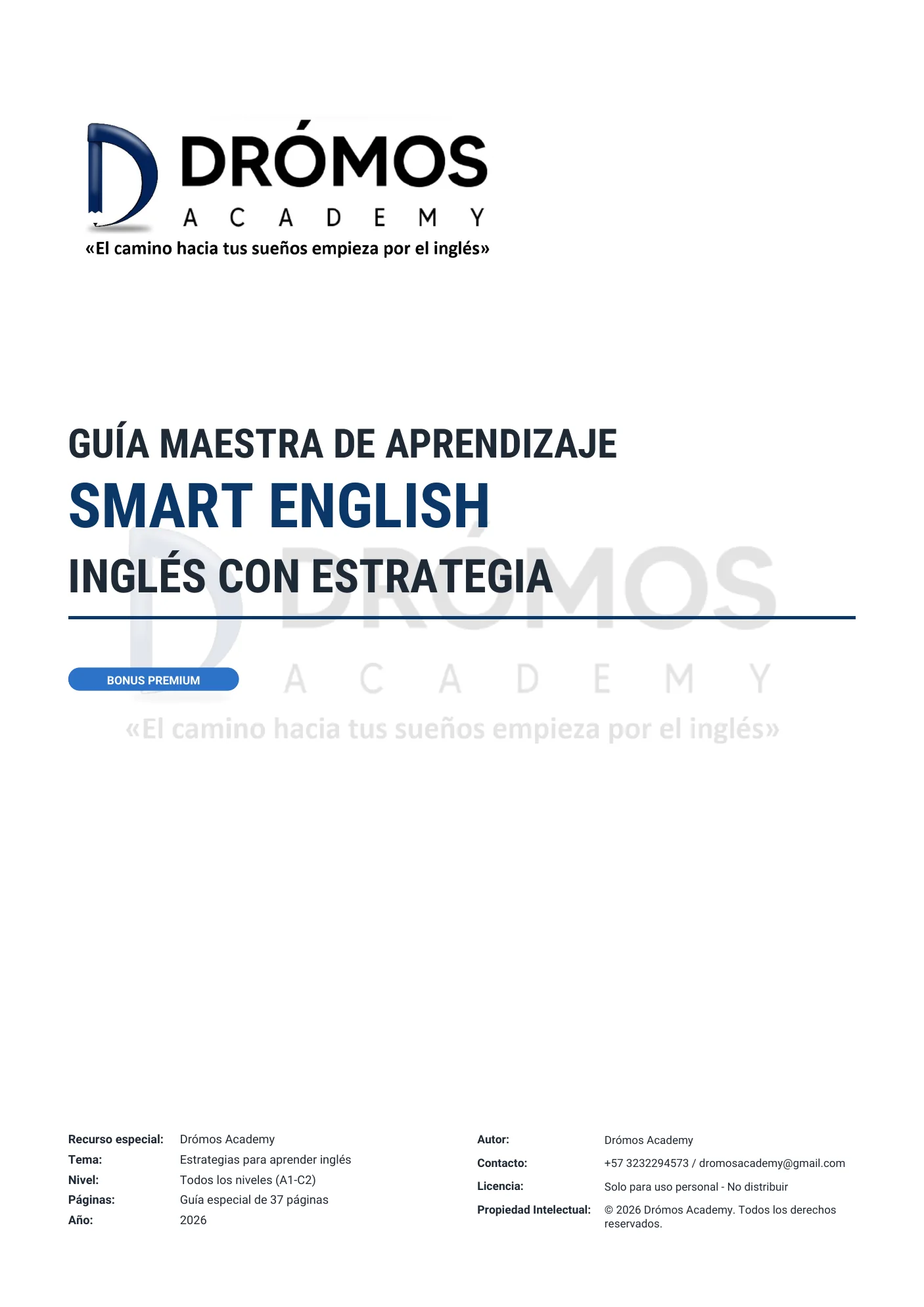 Portada de Smart English, bonus premium de Drómos Academy